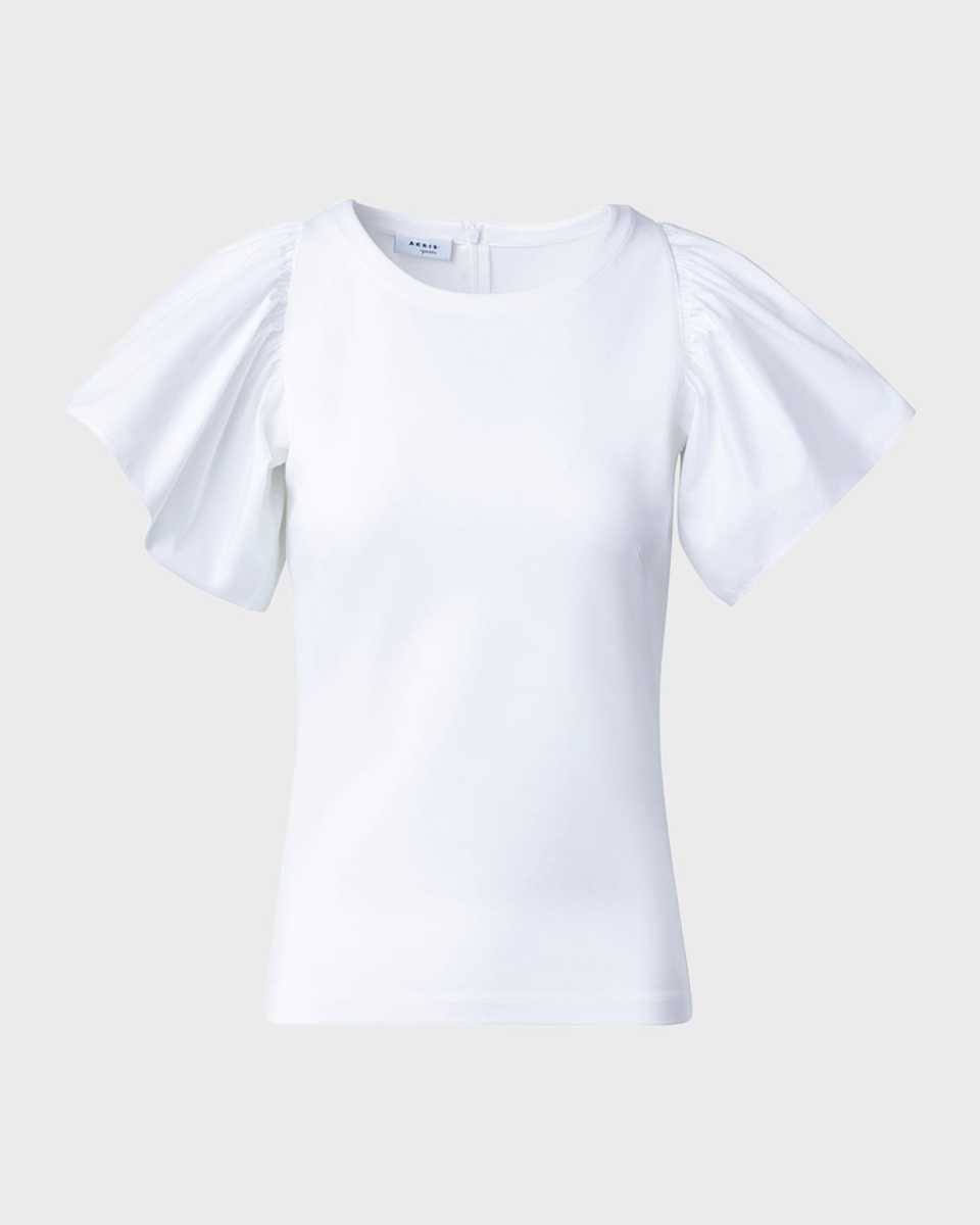 Jersey Top with Gathered Wing Sleeves